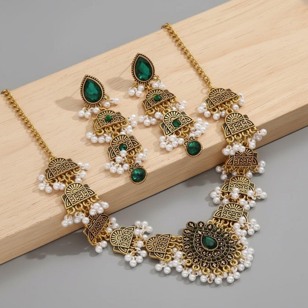 Misha Heritage Inlaid Gemstone Necklace Set — 2-Piece