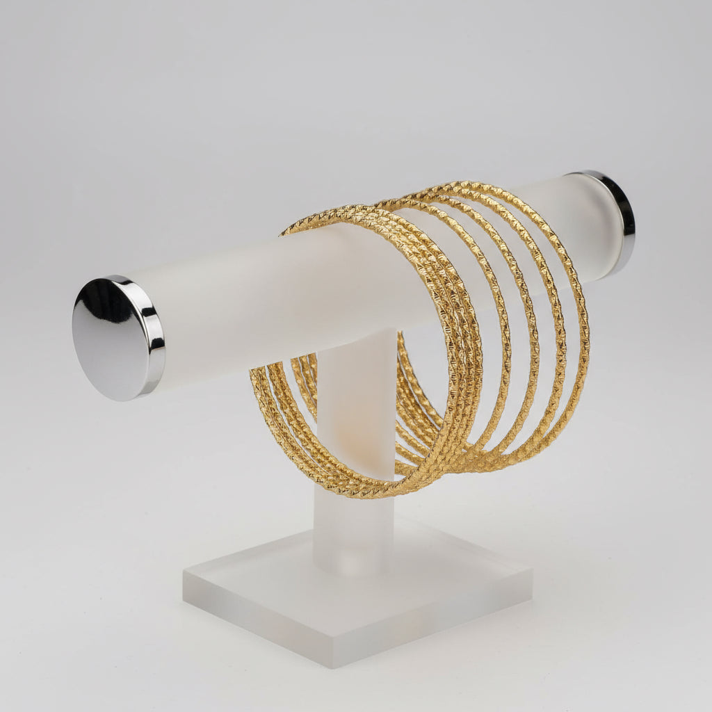 Aashi Twisted Texture Bangle Set — 7 Piece (Gold)