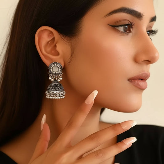 Aarohi Oxidised Jhumka Earrings