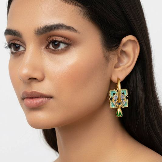 Leela Enamel Painted Lotus Pod Earrings