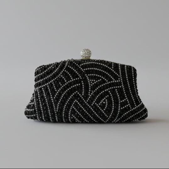 Imperial Radiance – Crystal Embellished Evening Clutch With Chain Strap