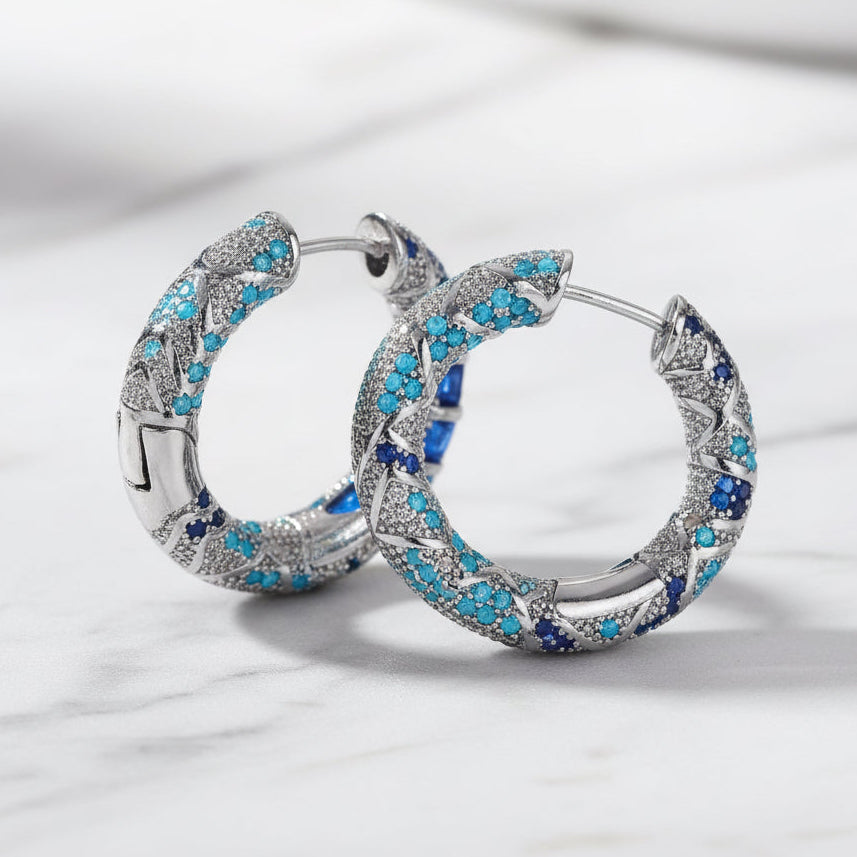 Tara Sapphire Blossom Hoop Earrings