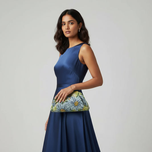 Emerald Meadow Floral Sequin Clutch