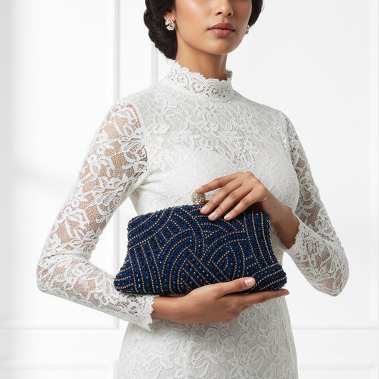 Imperial Radiance – Crystal Embellished Evening Clutch With Chain Strap