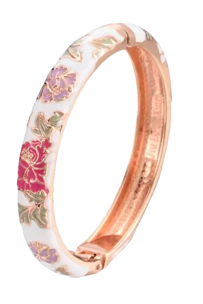 Enamel Blossom Bangle – Hand-Painted Floral Enamel Bracelet