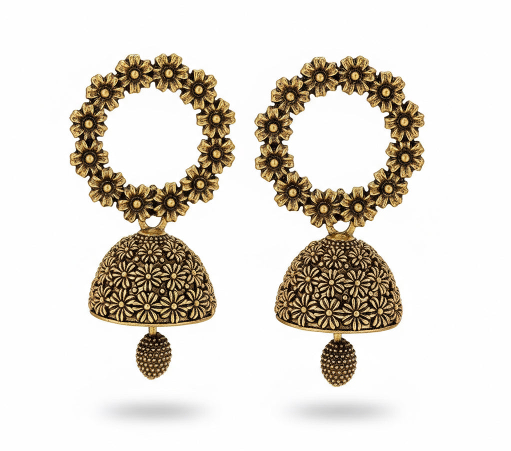 Suhani Floral Hoop Jhumka Earrings