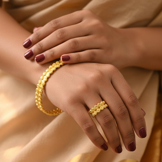 Amara Filigree Bangle & Ring Set — Gold