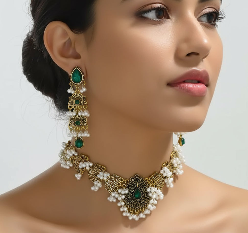 Misha Heritage Inlaid Gemstone Necklace Set — 2-Piece