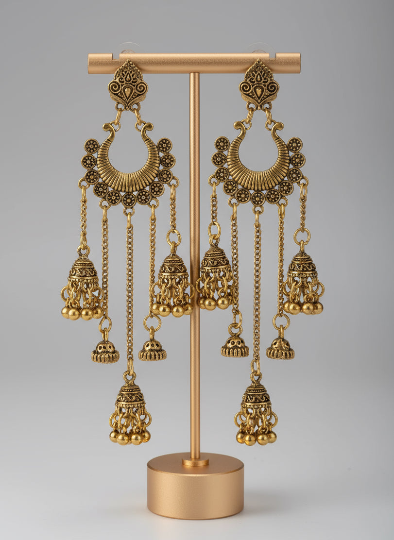 Aaral Ghungroo Tassel Jhumka Earrings