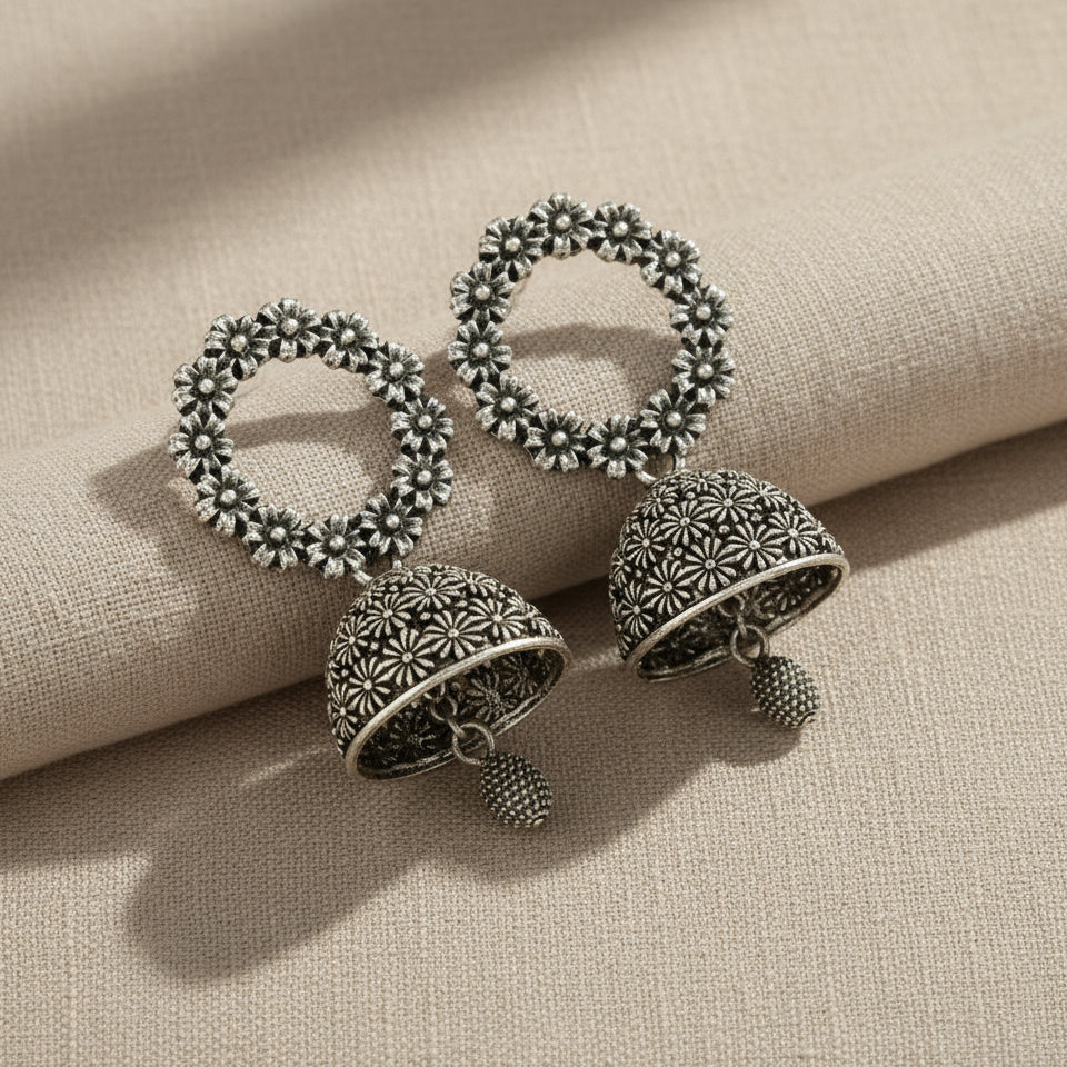 Suhani Floral Hoop Jhumka Earrings