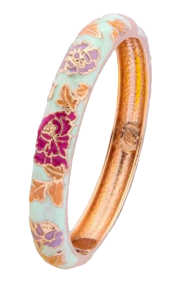 Enamel Blossom Bangle – Hand-Painted Floral Enamel Bracelet