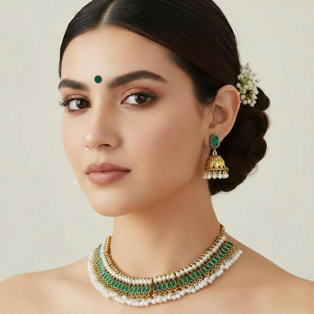 Rhea Polki Pearl Bridal Choker Set