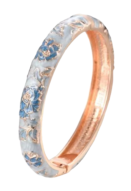 Enamel Blossom Bangle – Hand-Painted Floral Enamel Bracelet