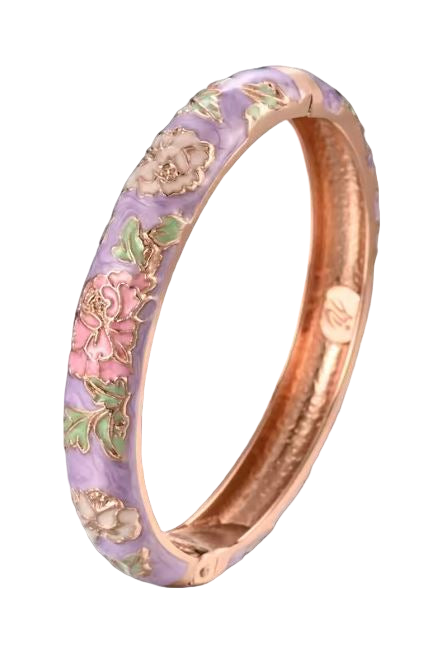 Enamel Blossom Bangle – Hand-Painted Floral Enamel Bracelet