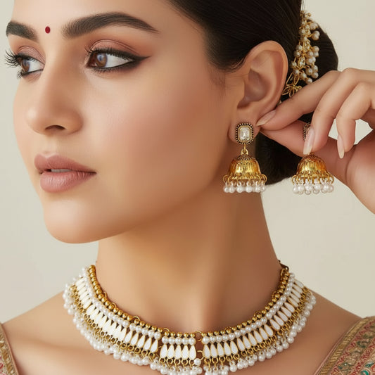 Rhea Polki Pearl Bridal Choker Set