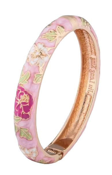 Enamel Blossom Bangle – Hand-Painted Floral Enamel Bracelet
